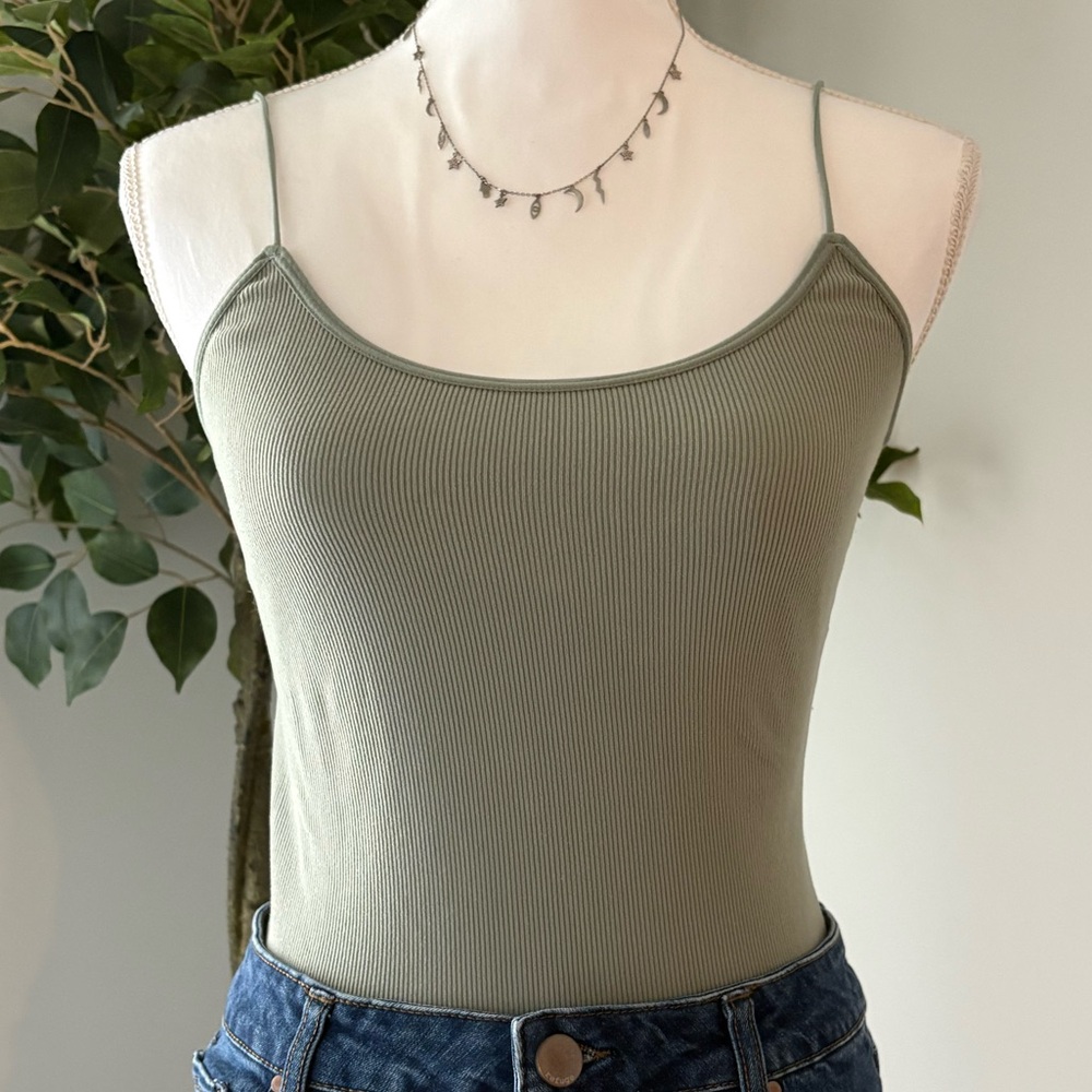 Love Tree Sage Green Ribbed Camisole